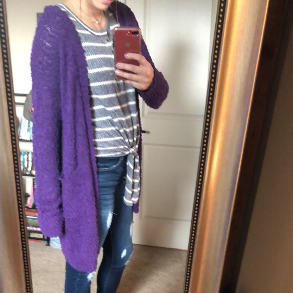Purple popcorn cardigan